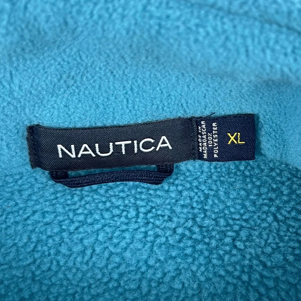 Nautica Mens XL‎ Turquoise Blue Fleece Quarter-Zip Pullover
